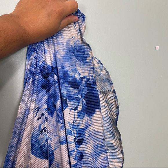 Dress The Population Violetta Maxi Dress Ruched‎ Blue White Large - Picture 10 of 12